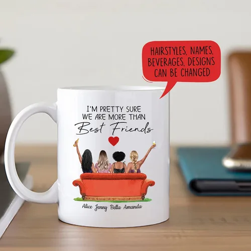 Miniatura 4 de Taza de café personalizada para mejor amiga para mujeres, taza de regalo personalizada de cuatro hermanas, nombres personalizados para mejores