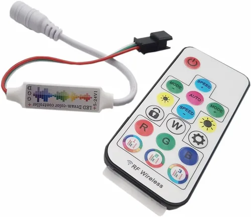 Miniatura 2 de DC5-24V 17Keys Music Led Controller 3Pin Mini RF Remote para WS2812B WS2811 5050 RGB Tira direccionable individualmente 358 modos