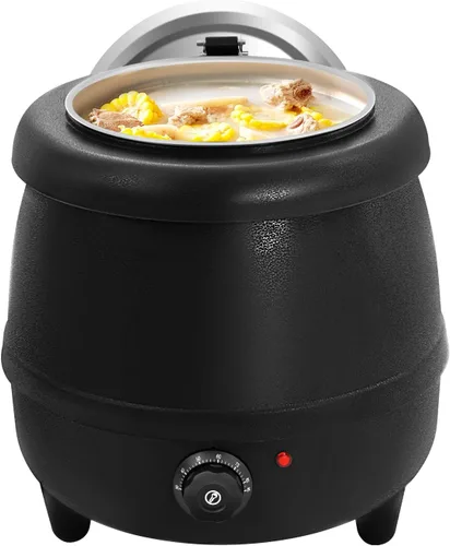 Calentador de sopa eléctrico comercial de 110 V 400 W con tapa y olla desmontable de acero inoxidable para restaurante y familia grande