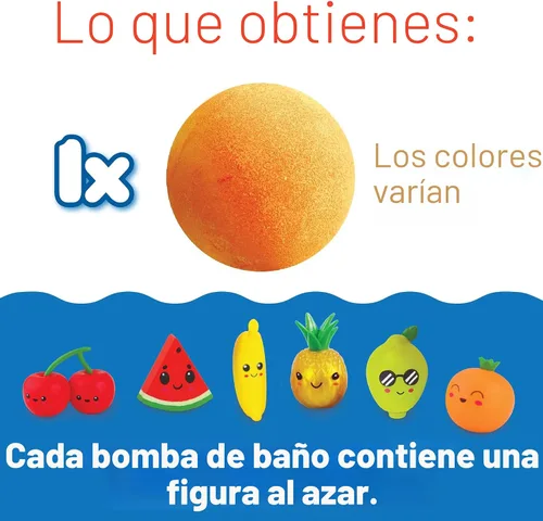 Miniatura 3 de Zimpli Bomba de baño sorpresa grande para niños, 1 de 6 juguetes sorpresa frutales para coleccionar, uno por bomba de baff, dinero de bolsillo