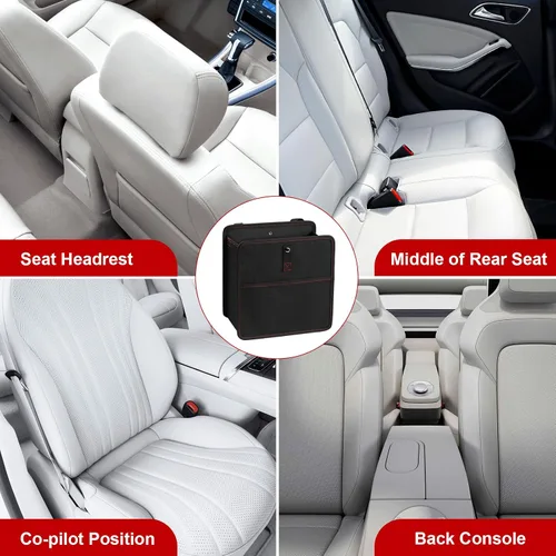 Miniatura 5 de YSSOA Basurero para automóvil con tapa, organizador a prueba de fugas y bolsa de almacenamiento, ajustable y portátil para el interior, bolsa