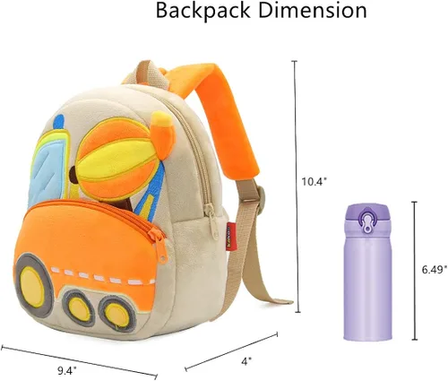 Miniatura 4 de NICE CHOICE Camión de peluche para niños pequeños, excavadora, mezcladora de excavadora, mochila para niños y niñas