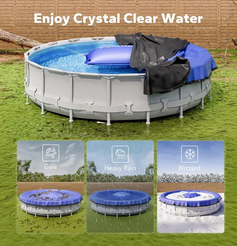 Miniatura 3 de POOLHACKER Almohadas de piscina mejoradas para piscinas sobre el suelo, ecualizador de hielo para invierno, 0.020 in, cubierta de piscina ultra