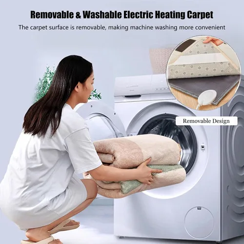 Miniatura 6 de Removable Washable Graphene Electric Heating Carpet Plush Heated Area Rug Indoor Floor Heating Mat Foot Warmer with Timer Fast Warm Up, Heated Floor