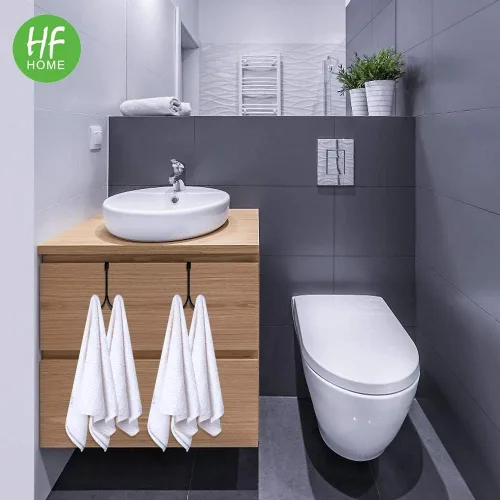 Miniatura 3 de HFHOME Paquete de 2 ganchos dobles para colgar sobre la puerta, organizador de ganchos dobles de metal para colgar abrigos, sombreros, batas, Negro
