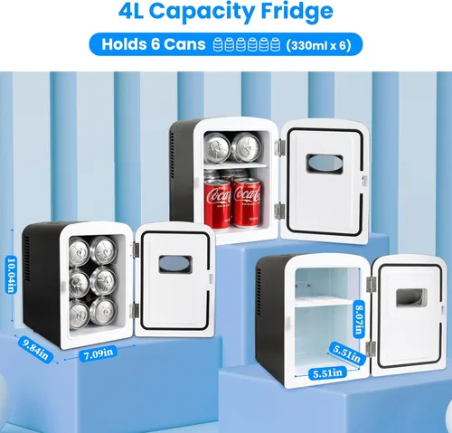 Miniatura 2 de HealSmart Mini refrigerador portátil, refrigeradores compactos enfriadores y calentadores de 4 litros 6 latas, con ventana de observación, 100%
