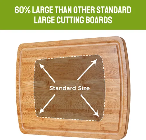 Miniatura 7 de Tabla de cortar de bambú extra grande de 30 x 20 pulgadas, tabla de cortar de cubierta superior de estufa BEZIA 3XL, tabla de cortar carne