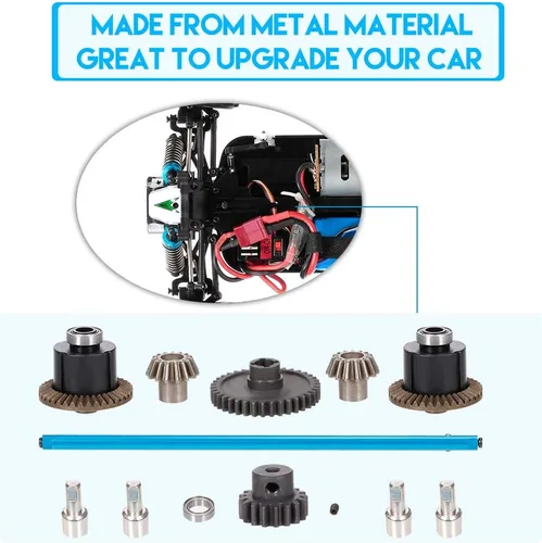 Miniatura 4 de GoolRC Kit de diferencial de metal para automóvil a control remoto, engranajes diferenciales 38T y 17T, eje de transmisión, eje de dirección