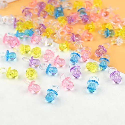 Miniatura 3 de 150 Mini Chupetes para Juego de Baby Shower (5 Colores), Chupetes de Plástico de 0.86 Pulgadas para Baby Shower, Favores de Fiesta de Revelación