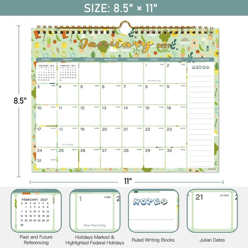 Miniatura 3 de Lbylyhxc Calendario 2027: incluye calendario mensual de pared 2027 de julio de 2026 a diciembre de 2027 a 18, 11 x 8.5 pulgadas. Papel grueso