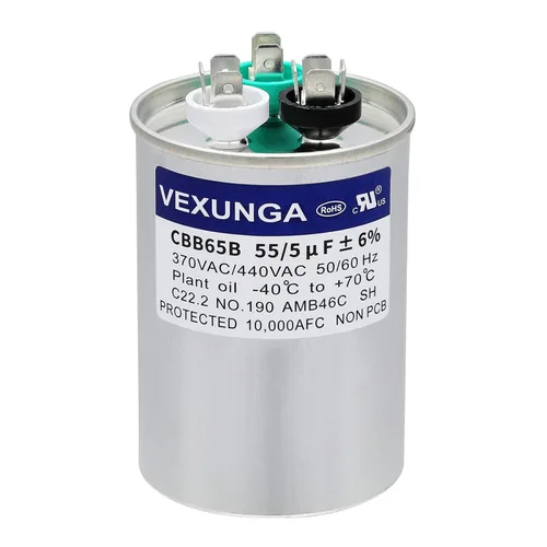 Miniatura 8 de VEXUNGA - 25/5 uF 25+5 MFD 370V o 440V Condensadores redondos de arranque dual 25 5 uF 370 440 Volt VAC CBB65 Condensadores para acondicionador
