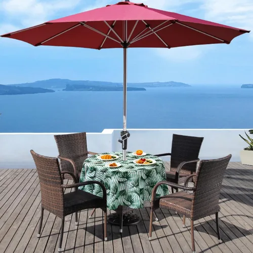 Miniatura 6 de UMINEUX Mantel para exteriores con agujero para sombrilla y cremallera, para primavera/verano, impermeable, para picnic, barbacoa, jardín