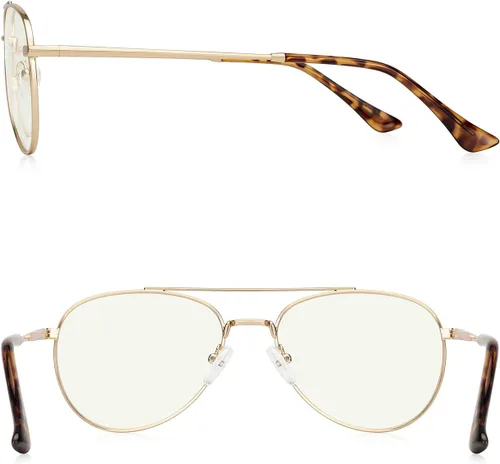 Miniatura 3 de Lentes de lectura de aviador para hombres y mujeres, lentes de bloqueo de luz azul, patillas de primavera Dorado