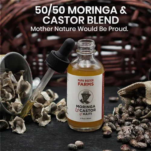 Miniatura 5 de Papa Rozier Farms Aceite de ricino y moringa de mezcla orgánica pura 50/50 para tratamiento del crecimiento del cabello, hidratante de piel