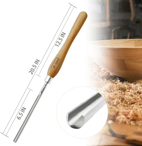 Miniatura 2 de Gubia de tazón de 1/2 " para torno de madera, herramientas de torneado de madera M2 Cryo HSS con mango de madera de haya (1/2 pulgada)