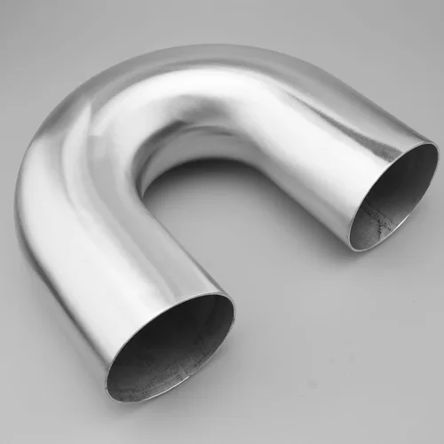 Miniatura 3 de AC PERFORMANCE Codo de aluminio de 180 grados de 4" (102mm) OD Tubo de intercooler para toma de aire, radio 1D, distancia centro a centro 8" Plata