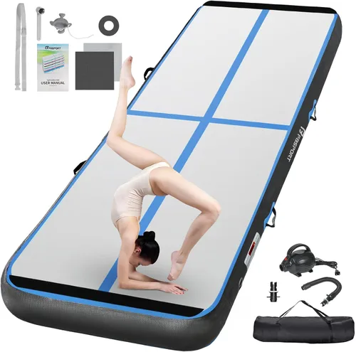 Miniatura 13 de FBSPORT - Colchonetas inflables de entrenamiento de 4 u 8 pulgadas de grosor, pistas de gimnasia para uso en el hogar, animadoras, yoga