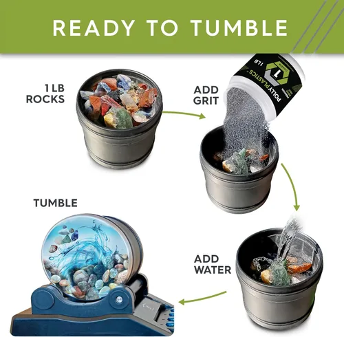 Miniatura 5 de Polly Plastics Rock Tumbler - Recambio de grano medio, grano medio de carburo de silicio 180/220, etapa 2 para rodar piedras (paquete de 2)