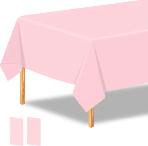 Miniatura 44 de 2 manteles de plástico color beige, 54 x 108 pulgadas, rectangular, desechables, para cumpleaños, bodas, pícnic, fiestas de vacaciones