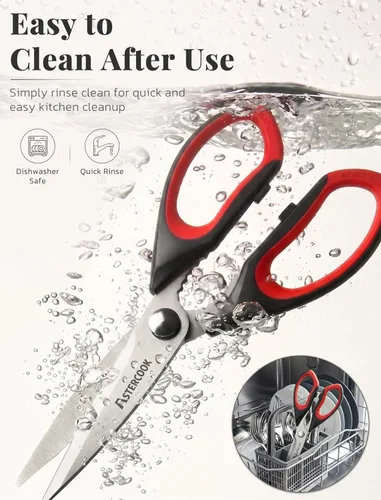 Miniatura 6 de Astercook Tijeras de Cocina Multiusos Resistente, Juego de 3 Tijeras de Cocina, Utensilios de Cocina de Acero Inoxidable para Cortar Alimentos, Aves