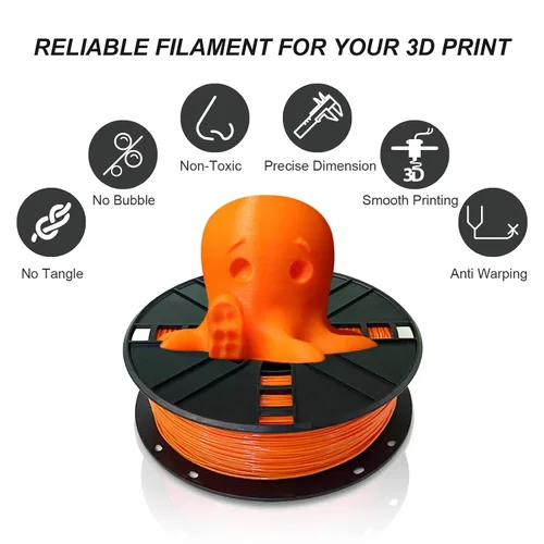 Miniatura 6 de Filamento TPU de 1.75mm, naranja flexible, bobina de 2.0lbs, precisión dimensional +/- 0.05mm, TPU blando 95A