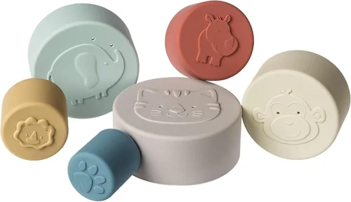 Miniatura 5 de Mary Meyer Vasos apilables de silicona para bebés y niños pequeños, regalos preescolares de 6 meses, 11 pulgadas, animales