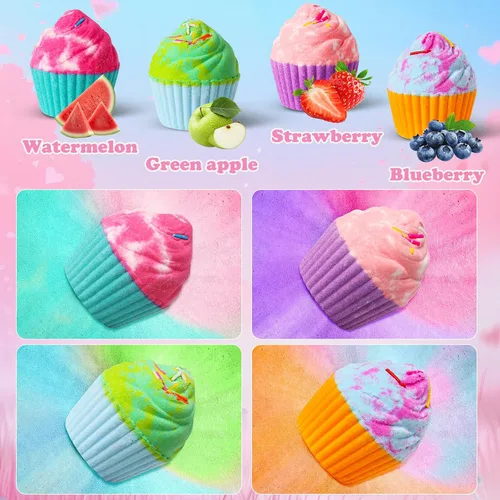 Miniatura 4 de Bombas de baño para niños con joyas sorpresa en el interior, juego de 8 bombas de baño para cupcakes, niñas, adolescentes, regalo de cumpleaños
