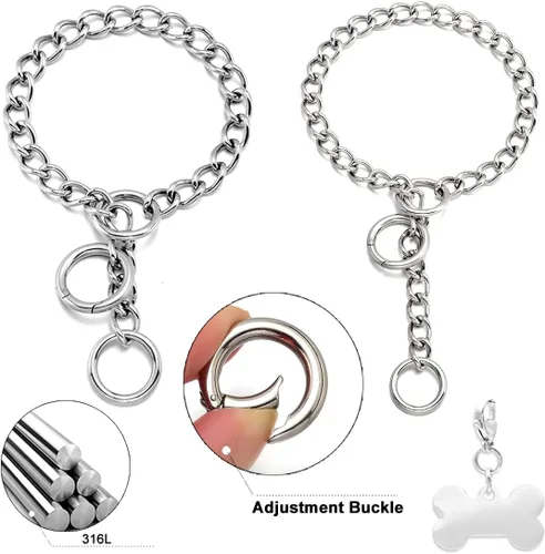 Miniatura 3 de Collar de perro dorado resistente con gancho de cierre de anillo, cadena de eslabones cubanos de 0.59 pulgadas, cadena de metal ajustable de acero