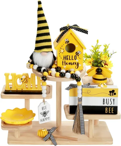 Miniatura 12 de Decoraciones Navideñas Juego de 8 Piezas de Decoración para Bandejas Escalonadas, Bonita Decoración Navideña de Mesa para Hogar Estante Repisa