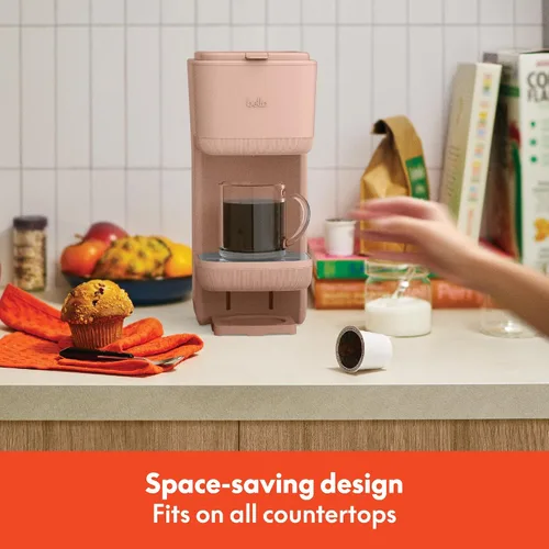 Miniatura 7 de BELLA Cafetera individual, para cápsulas K-Cup y café molido, bandeja de goteo ajustable y removible, apagado automático y accesorios aptos