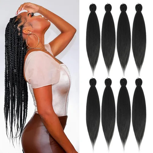Miniatura 23 de Cabello trenzado preestirado - 12 pulgadas, 8 paquetes, cabello trenzado natural negro corto para trenzas torcidas o trenzas en caja, extensiones