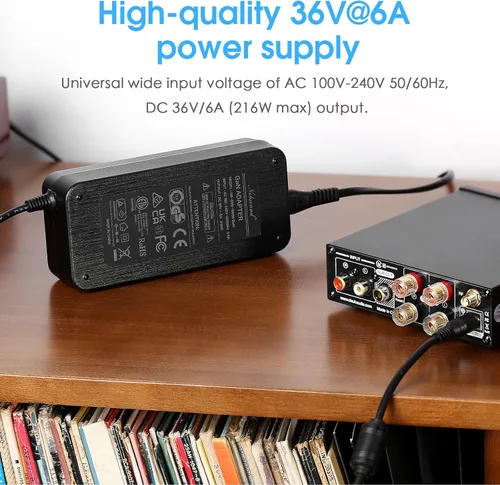 Miniatura 2 de Nobsound Fuente de alimentación de 36V 6A: Adaptador GaN de alta eficiencia de 216W para amplificadores, altavoces activos, luces de tira LED