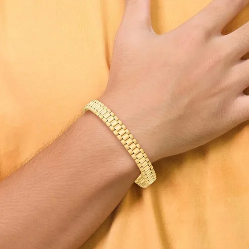Miniatura 5 de Diamond2Deal Pulsera de oro amarillo sólido de 14 k para hombre, Oro