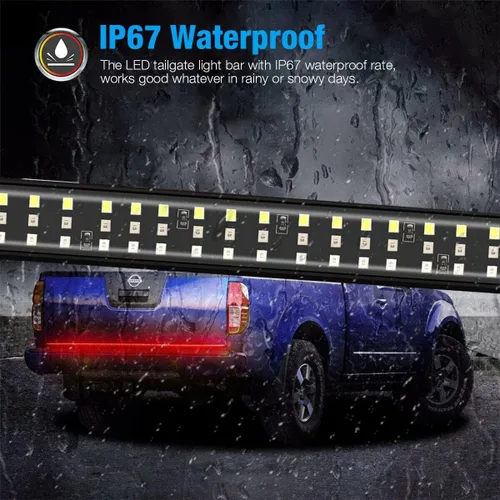 Miniatura 5 de Barra de luz LED de 48 pulgadas para compuerta trasera de camioneta pickup de 3 colores rojo blanco amarillo conmutable, señal de giro secuencial