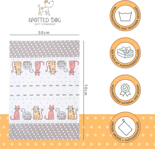 Miniatura 3 de SPOTTED DOG GIFT COMPANY Juego de 2 toallas de cocina para gatos, 100% algodón absorbente, para secar platos, accesorios de cocina con temática