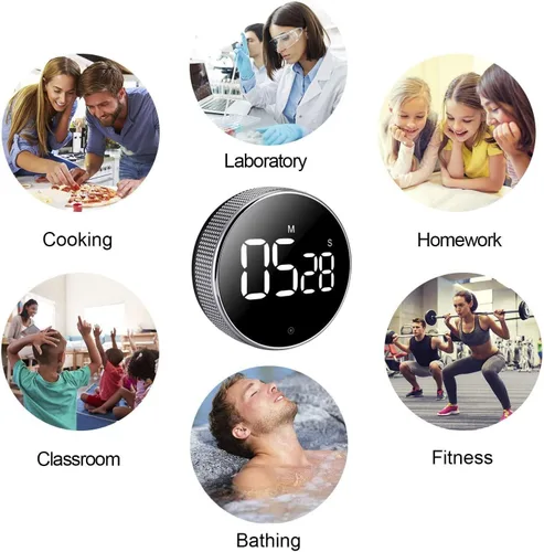Miniatura 4 de Temporizadores, temporizador de cocina para niños, temporizador magnético digital de huevos para cocinar, con función de luz constante para aulas