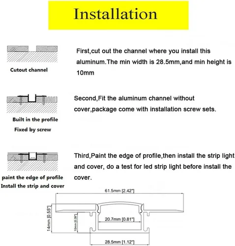 Miniatura 4 de Paquete de 10 tiras de yeso LED de 6.6 pies y 6.6 ft en canal LED, tira de luz LED para paneles de yeso, barro empotrado sin bordes en canal LED