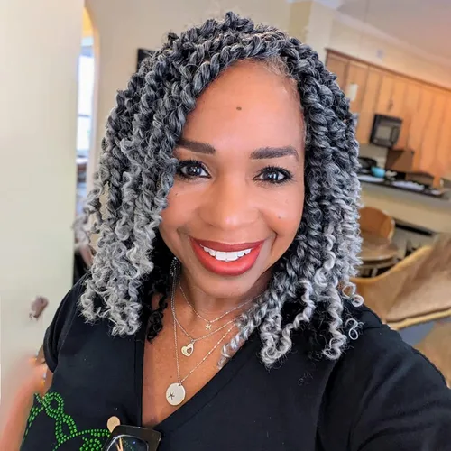 Miniatura 42 de TOYOTRESS Tiana Passion Twist Hair - Cabello Passion Twist de 16 pulgadas, trenzas pretrenzadas de ganchillo negro natural, extensiones de cabello 1b