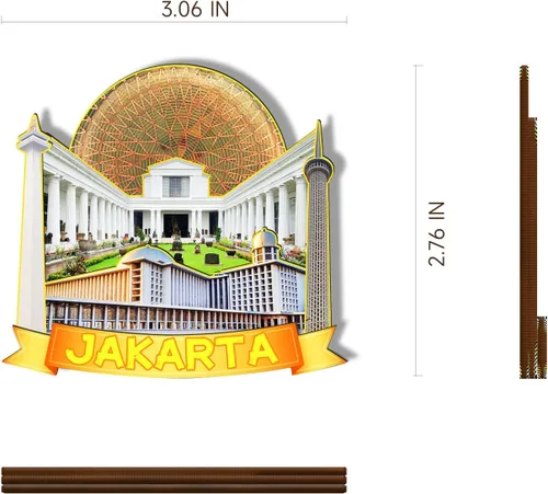 Miniatura 3 de Imán de madera de Yakarta Indonesia 3D para nevera, recuerdos coleccionables, decoración hecha a mano, artesanías 2