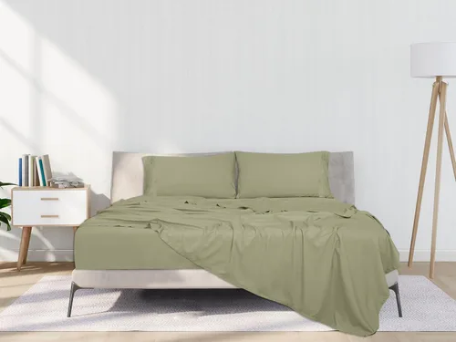 Miniatura 9 de ROYALE LINENS Juego de sábanas King de 4 piezas, microfibra suave cepillada de 1800 hilos, 1 sábana bajera y 1 sábana encimera, 2 fundas de Verde