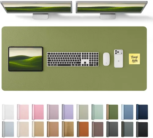 Miniatura 328 de YSAGi Protector de escritorio de cuero, tapete de oficina, alfombrilla grande para ratón, secante de cuero PU antideslizante, almohadilla
