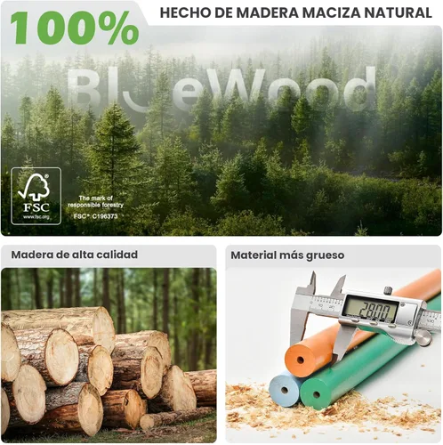 Miniatura 9 de BlueWood Set de Triángulo Pikler con Cojín, Juguetes de Escalada 8-en-1 para Niños Pequeños, Gimnasio de Juegos con Filosofía Montessori con Arco