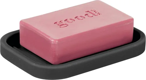 iDesign Jabonera de silicona para jabón en barra o cepillo de fregar, ideal para cocina o baño, color negro