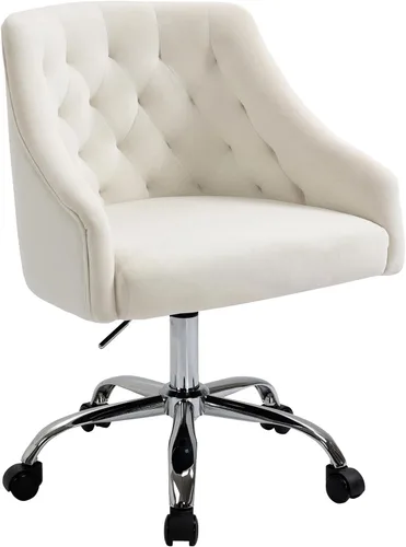 MOJAY Silla giratoria de oficina de terciopelo, escritorio de tela de tocador, sillas de oficina doradas para niñas, silla de recepción ajustable en