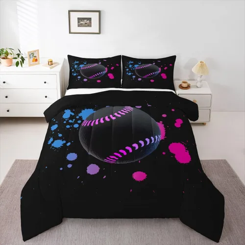 Miniatura 32 de Erosebridal Juego de edredón de béisbol tamaño individual, juegos de ropa de cama deportiva para niños, edredones y juegos de ropa de cama de nido