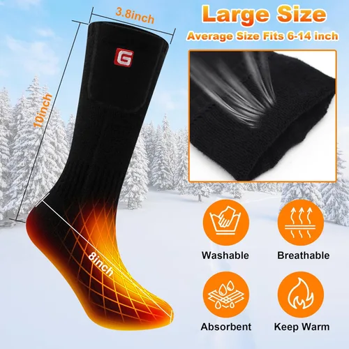 Miniatura 5 de Calcetines calefactables eléctricos para hombre, calcetines calefactables eléctricos con batería para hombre, calcetines térmicos de algodón