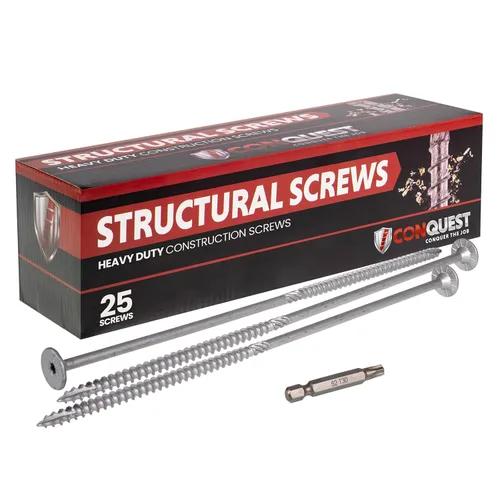 Miniatura 14 de Conquest Tornillos estructurales para madera, 0.275 x 14 pulgadas, certificados ICC, tornillos de cabeza plana autorroscantes T30 Star Drive