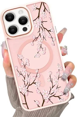 Miniatura 70 de Compatible con el teléfono 13 Pro - Funda magnética mate translúcida, de lujo, a prueba de golpes, magnética y con bonito patrón de flores, carcasa