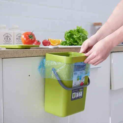 Miniatura 7 de Bote de basura pequeño con tapa, mini bote de basura para colgar en la cocina, herméticamente sellado, sin olores, pequeño contenedor de compost