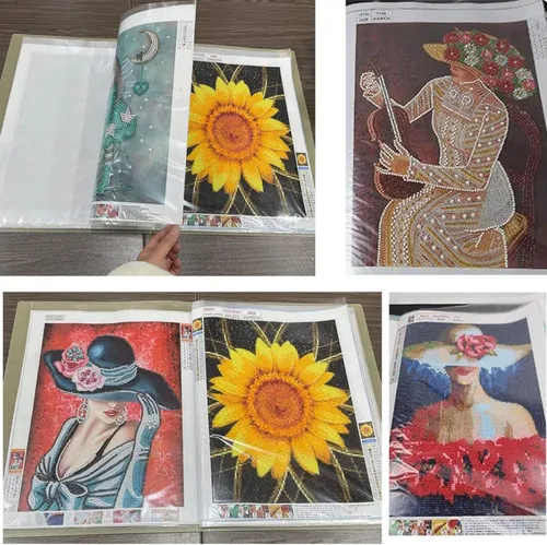 Miniatura 9 de Libro de almacenamiento de pintura de diamantes A3, carpeta de presentaciones de portafolio de arte de 60 vistas con protectores de 30 páginas, 17.3